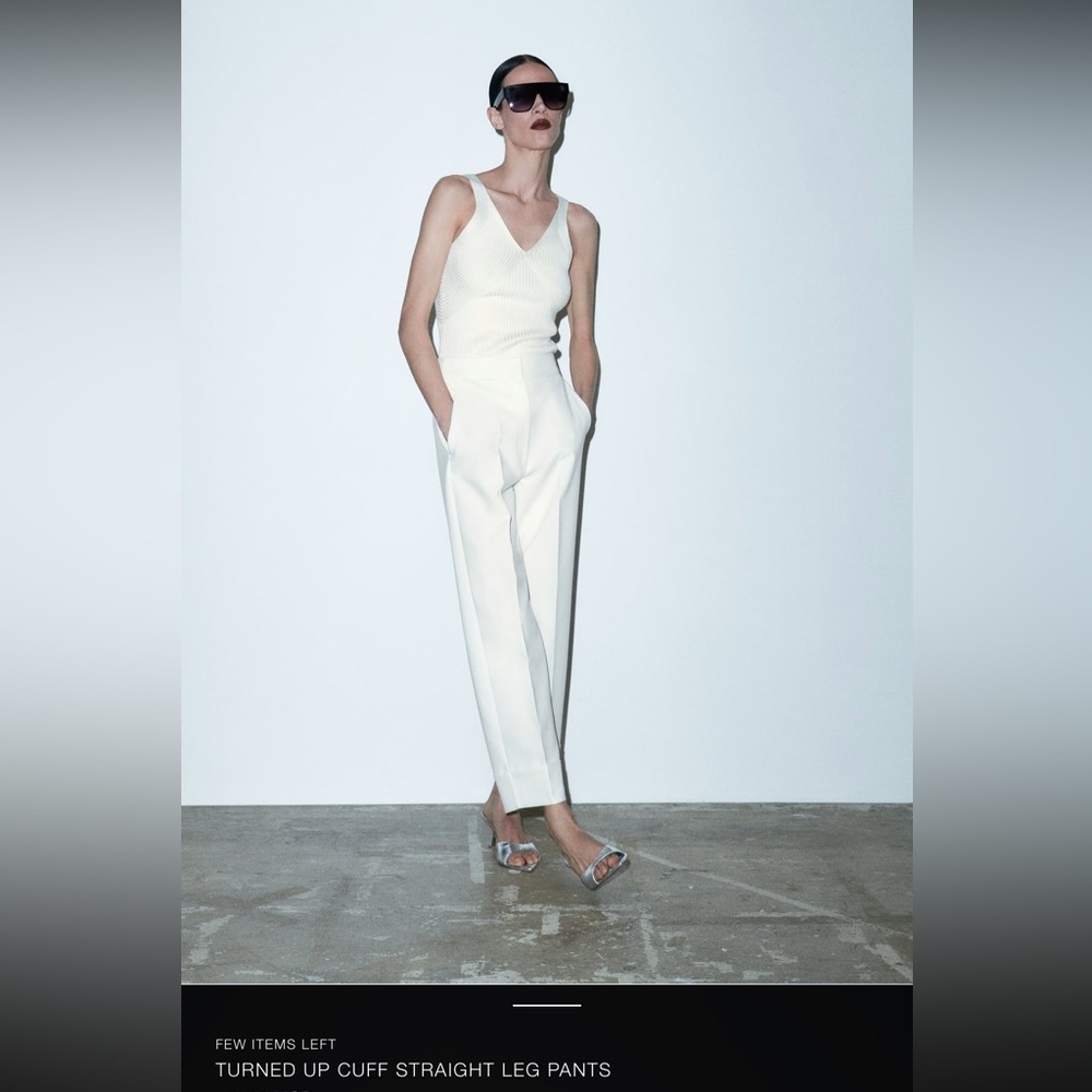 ZARA- Turned up cuff straight leg pants